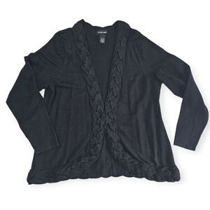 Lane Bryant Black Braided Long Sleeve Cardigan Top‎ Women's Size 14/16W